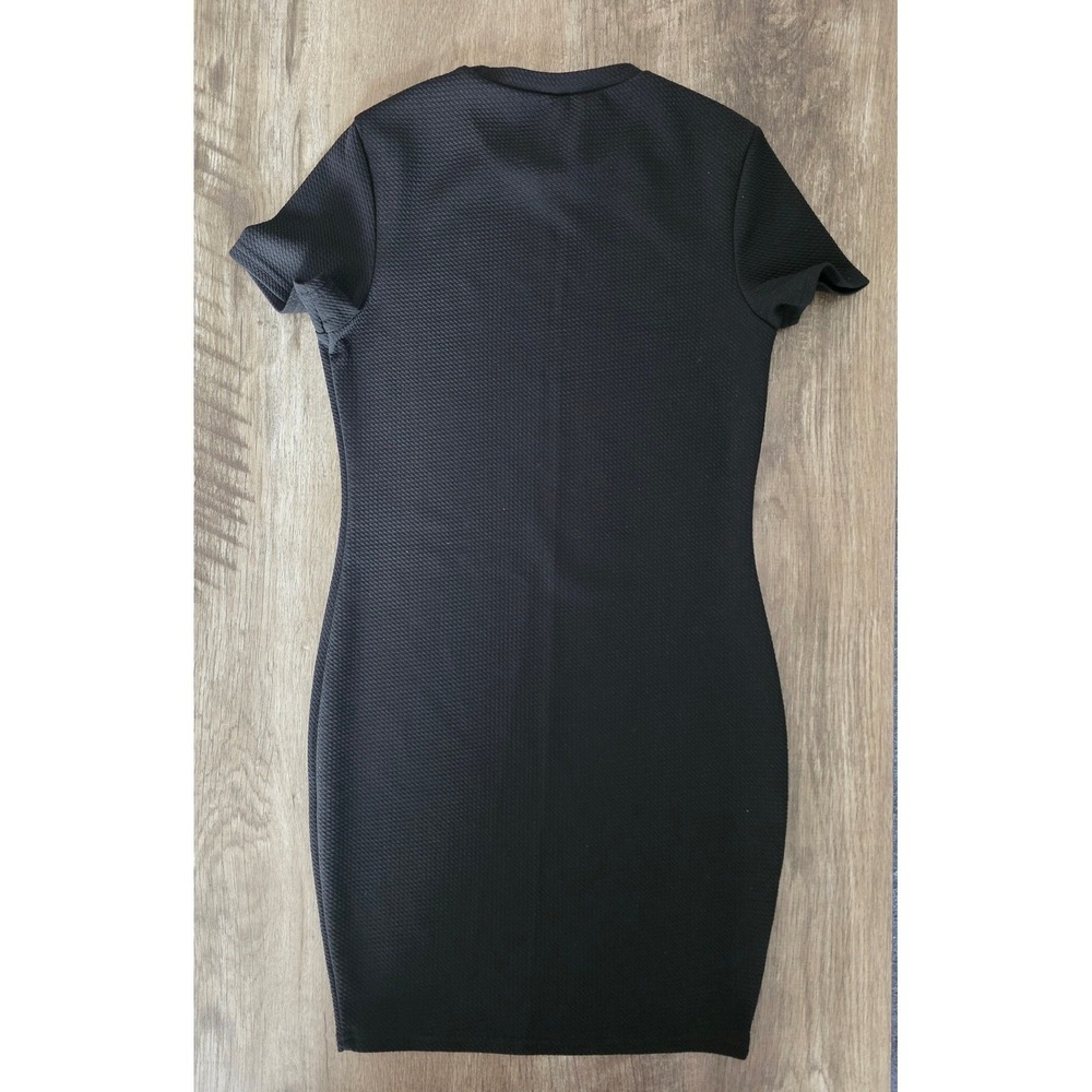 Girls Black Textured Waffle Knit Bodycon Short Sleeve Mini Dress Size 12/13‎ yrs - Picture 2 of 2